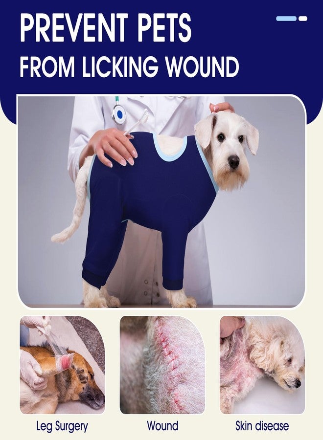 IDOMIK Dog Recovery Suit After Surgery,Long Sleeve Dog Surgical Onesie for Surgery,Soft Breathable Pet Pajamas Anti Shedding,Adjustable Bodysuit Prevent Licking Wound,Cone Collar Alternative,Blue,M - Image 3